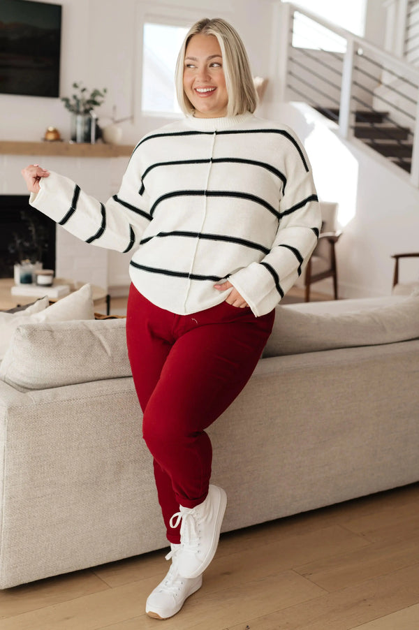 More or Less White Striped Sweater - Kayes Boutique