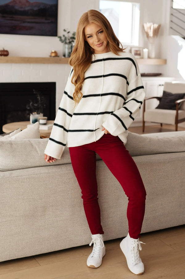 More or Less White Striped Sweater - Kayes Boutique