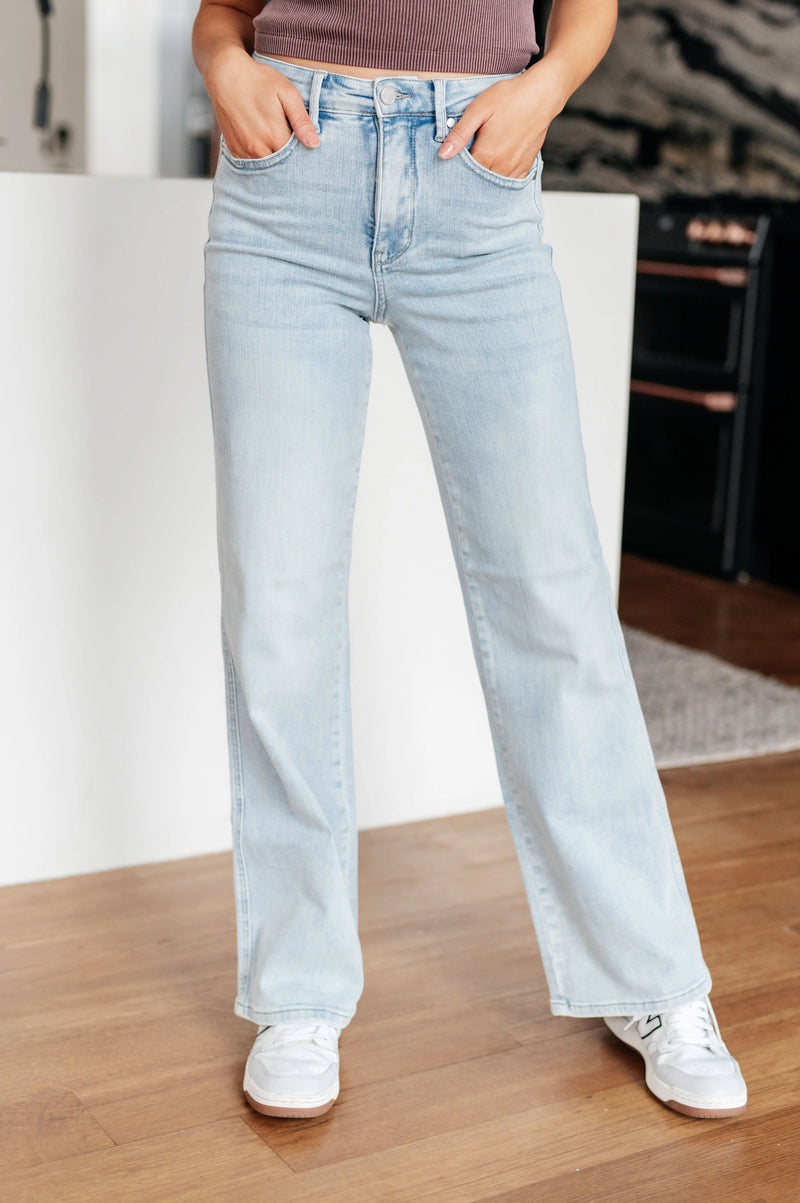 Brooke High Rise Control Top Vintage Wash Straight Jeans - Kayes Boutique