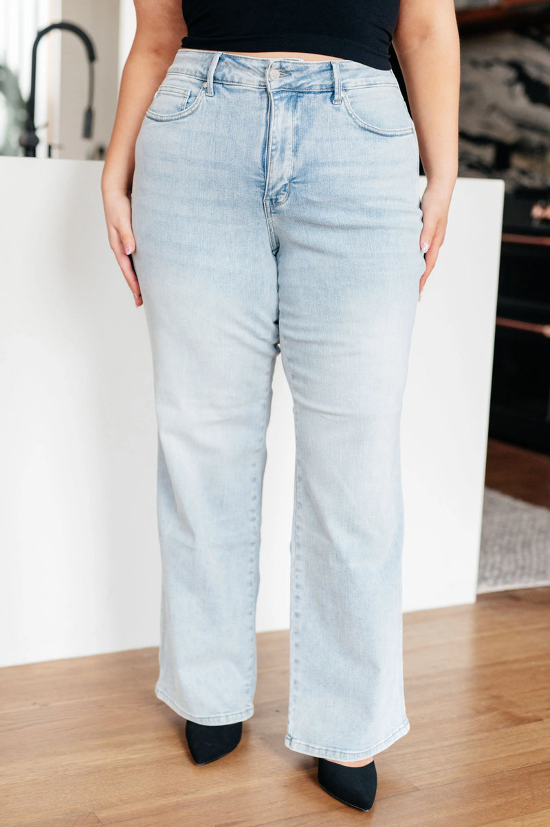 Brooke High Rise Control Top Vintage Wash Straight Jeans - Kayes Boutique