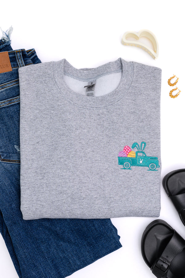 PREORDER: Embroidered Easter Truck Sweatshirt - Kayes Boutique