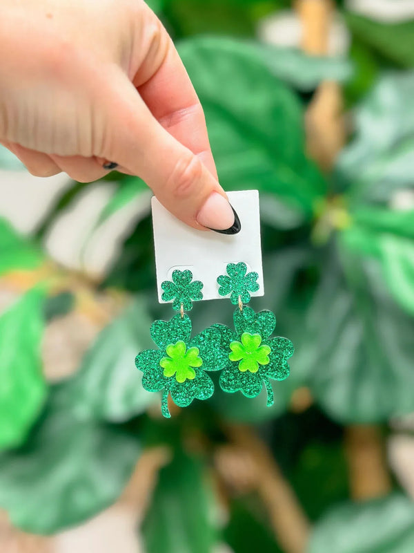 PREORDER: Shimmering Lucky Clover Dangle Earrings - Kayes Boutique