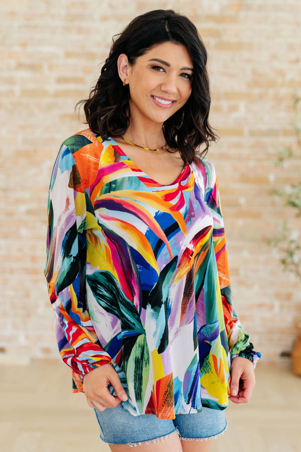 All Over The World Scoop Neck Blouse - Kayes Boutique