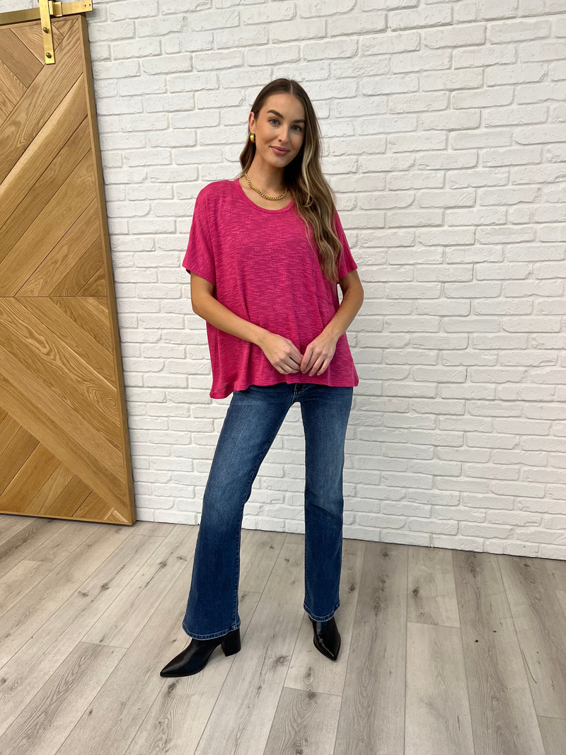 Basically Flowing Dolman Sleeve Top in Hot Pink