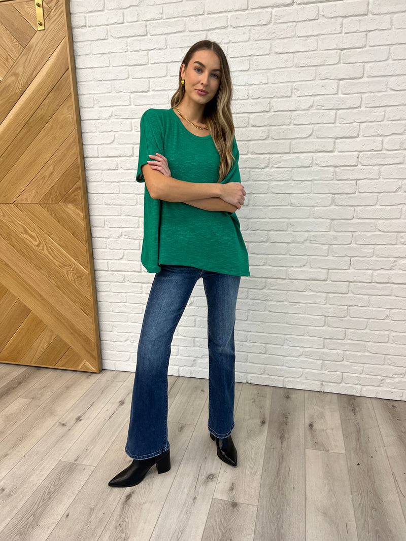 Basically Flowing Dolman Sleeve Top in Kelly Green