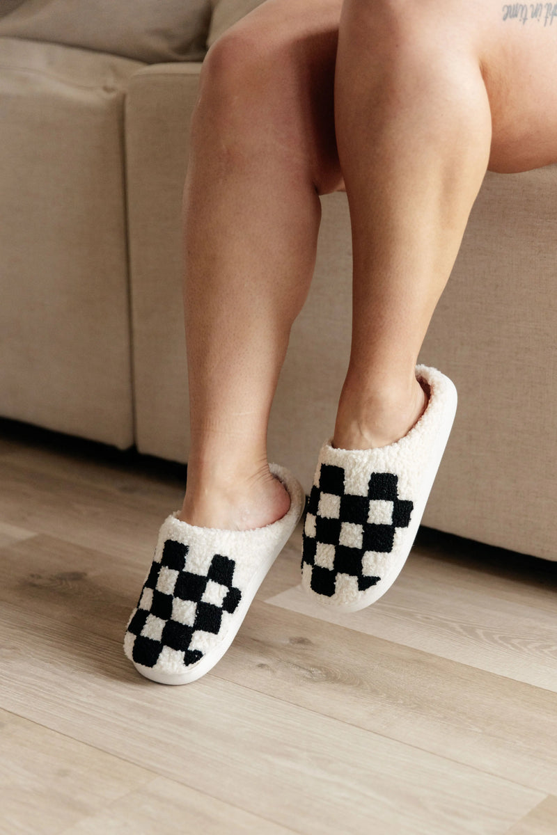 Checked Out Slippers in Black - Kayes Boutique