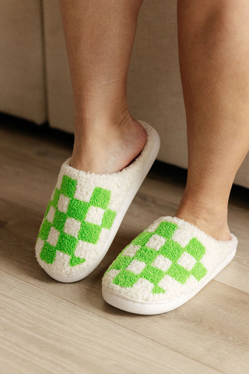 Checked Out Slippers in Green - Kayes Boutique