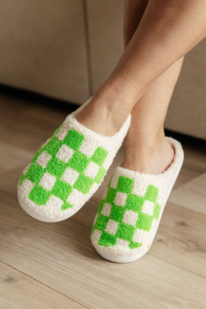 Checked Out Slippers in Green - Kayes Boutique