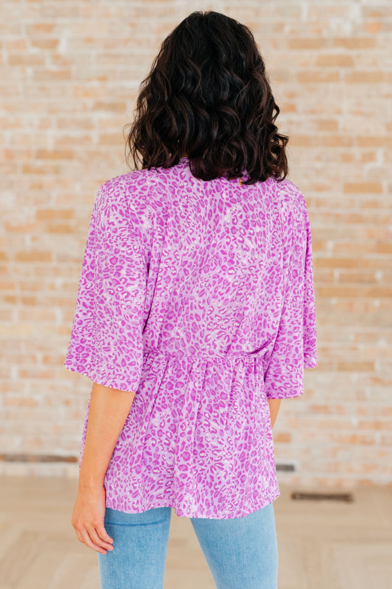 Dreamer Peplum Top in Lavender Leopard - Kayes Boutique