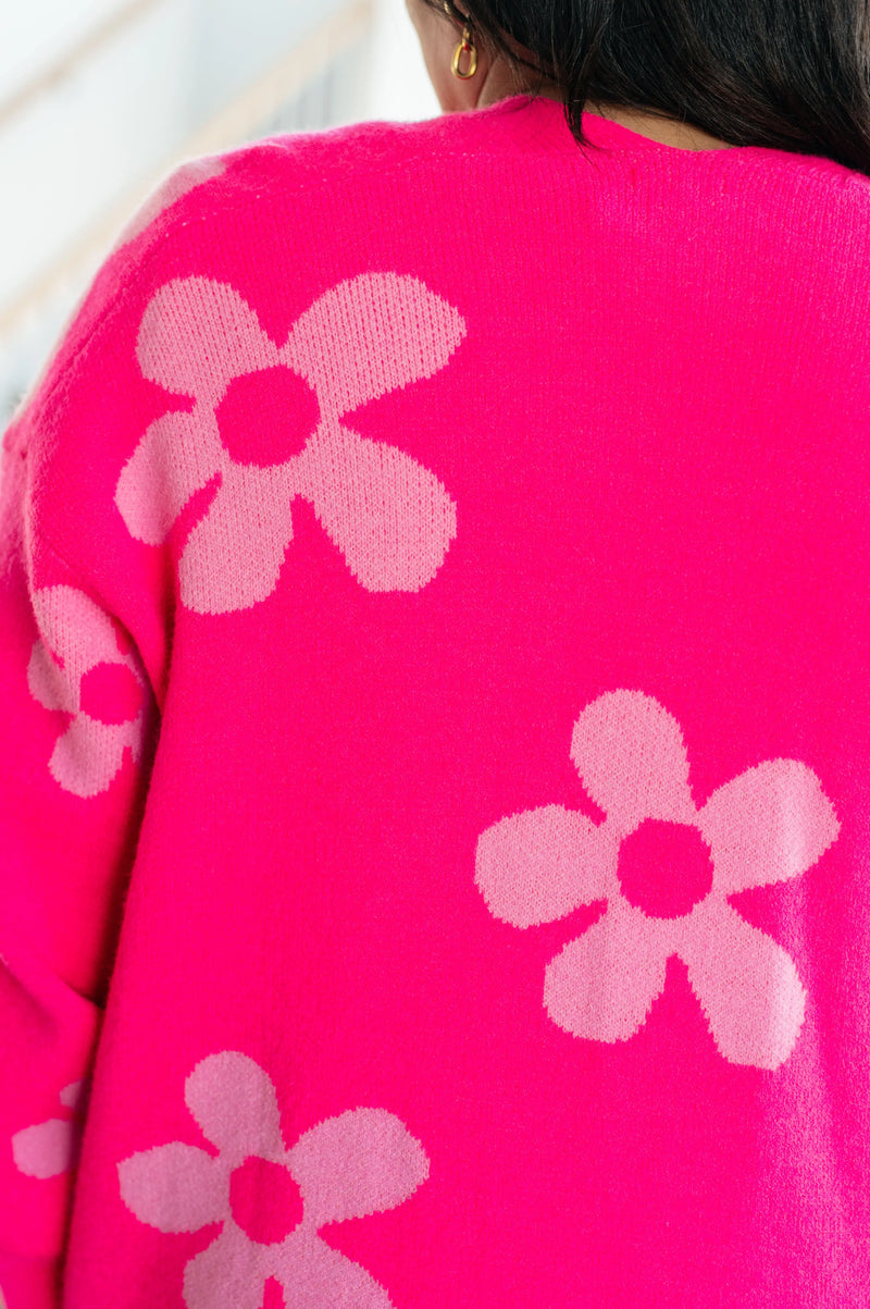 Kaye's boutique Enough Anyways Floral Cardigan in Pink