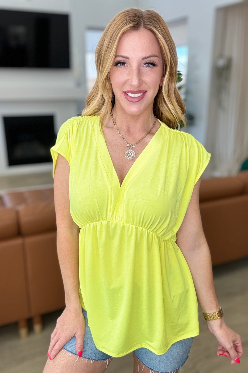 Rhea Peplum Top in Neon Yellow - Kayes Boutique