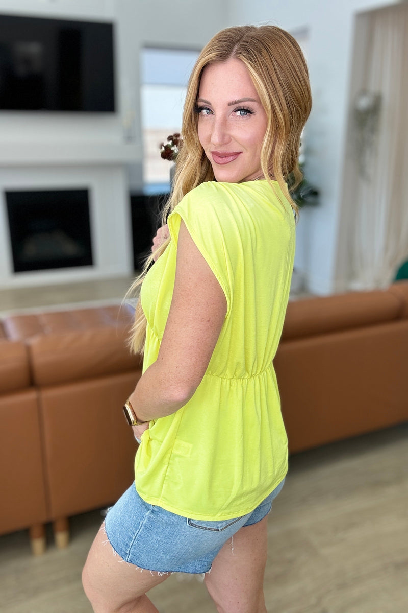 Rhea Peplum Top in Neon Yellow - Kayes Boutique