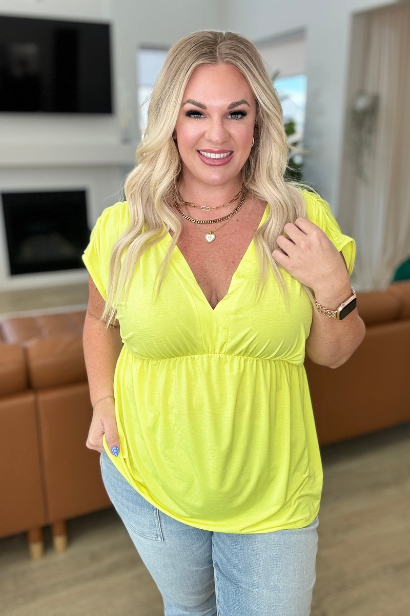 Rhea Peplum Top in Neon Yellow - Kayes Boutique