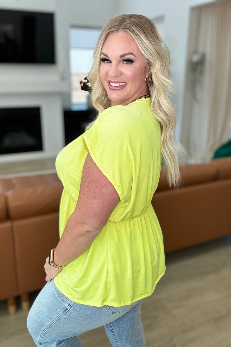 Rhea Peplum Top in Neon Yellow - Kayes Boutique