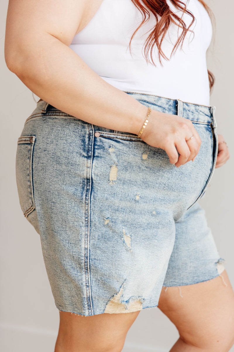 Cindy High Rise Mineral Wash Distressed Boyfriend Shorts - Kayes Boutique