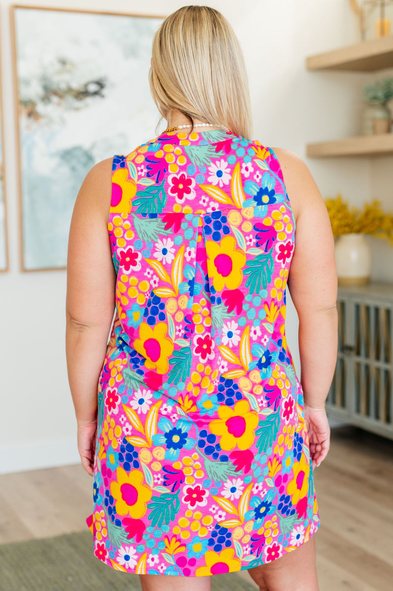 Lizzy Tank Dress in Hot Pink Mixed Floral - Kayes Boutique