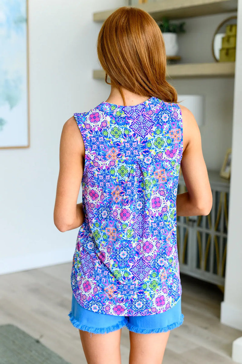 Lizzy Tank Top in Royal Bouquet - Kayes Boutique