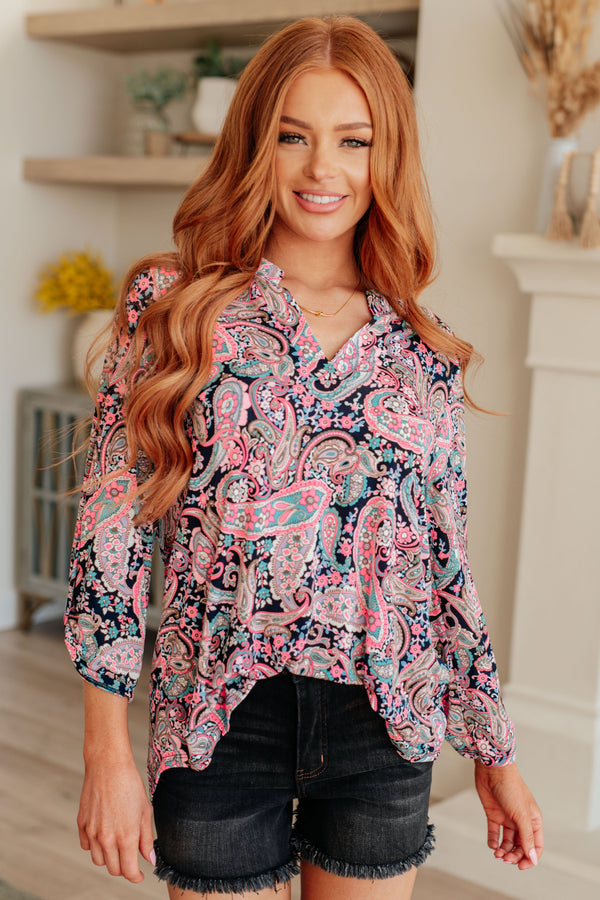 Lizzy Top in Pink Paisley - Kayes Boutique