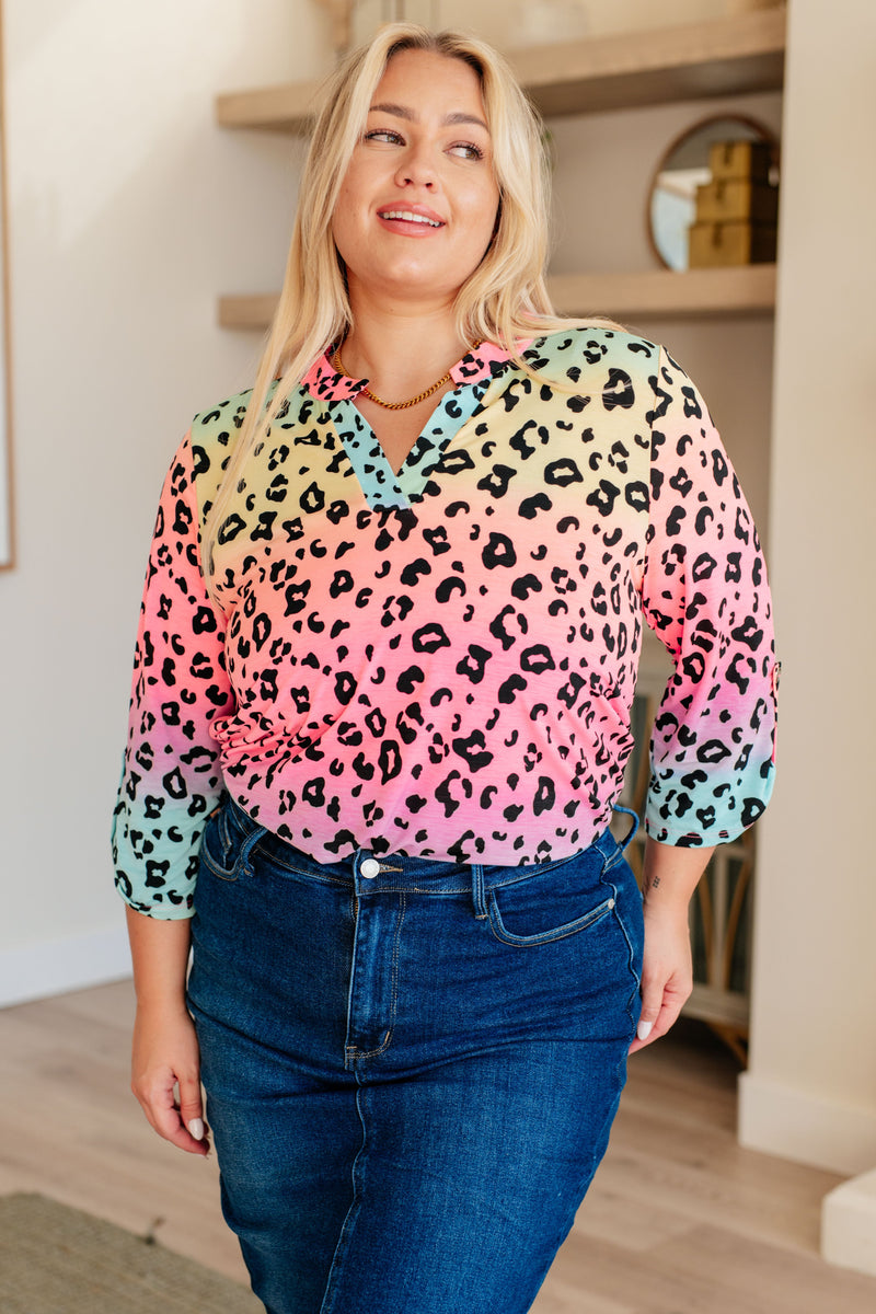 Lizzy Top in Rainbow Leopard - Kayes Boutique