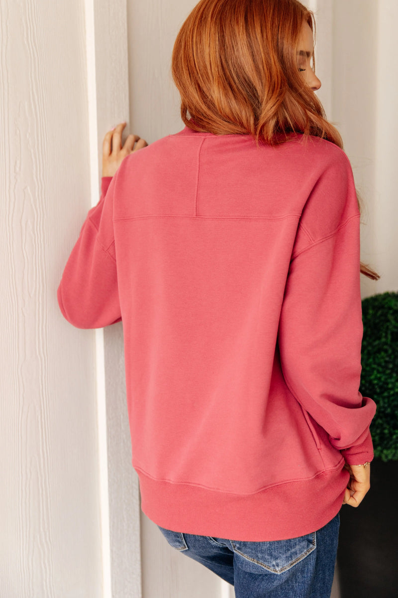Make No Mistake Mock Neck Pullover in Cranberry - Kayes Boutique