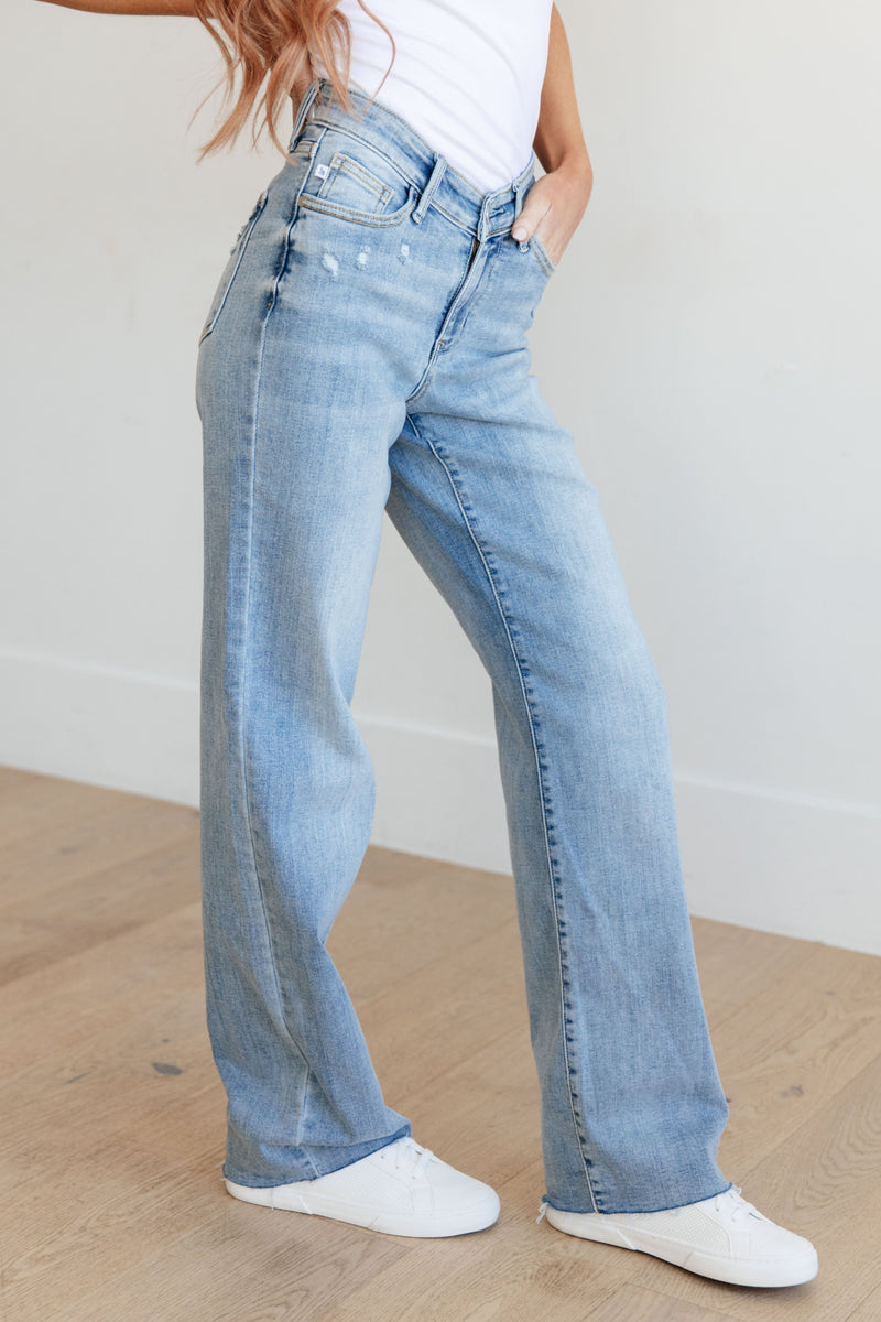 Mildred High Rise V Front Waistband Straight Jeans - Kayes Boutique