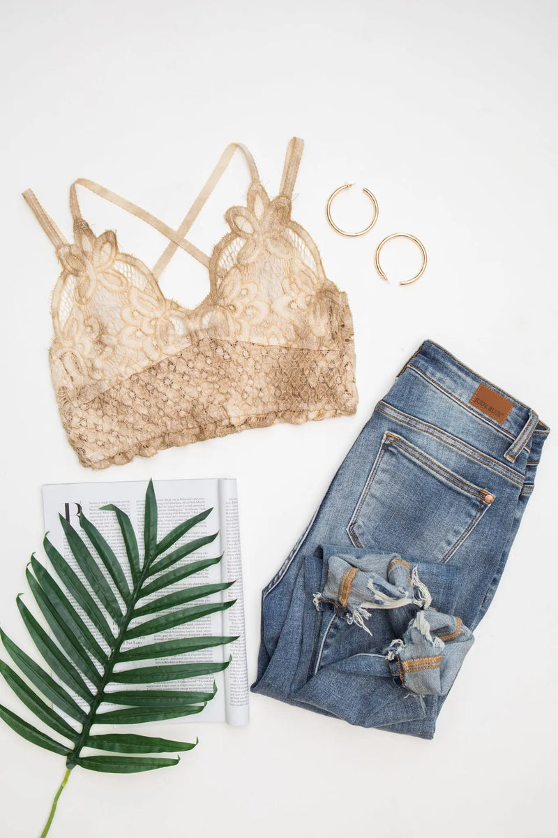Live In Lace Bralette in Taupe - Kayes Boutique