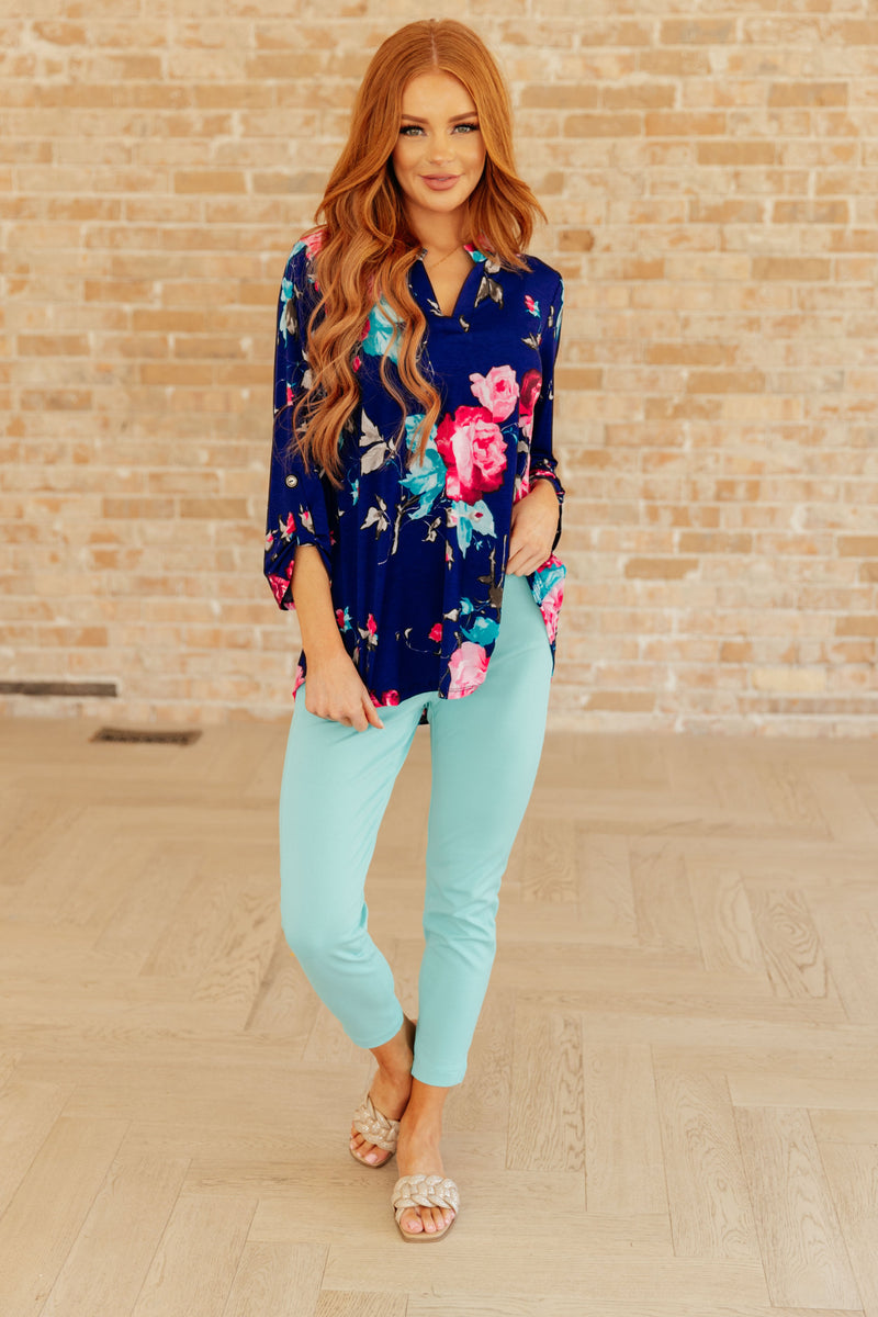 Magic Ankle Crop Skinny Pants in Aqua - Kayes Boutique