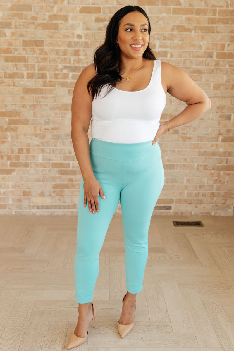 Magic Ankle Crop Skinny Pants in Aqua - Kayes Boutique