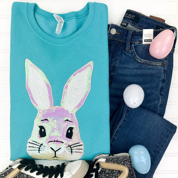 PREORDER: Bunny Sequin Patch Sweatshirt in Five Options - Kayes Boutique
