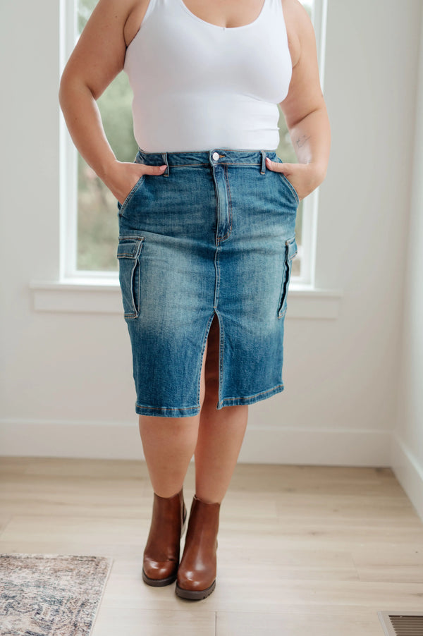 Always Be There Cargo Denim Skirt - Kayes Boutique