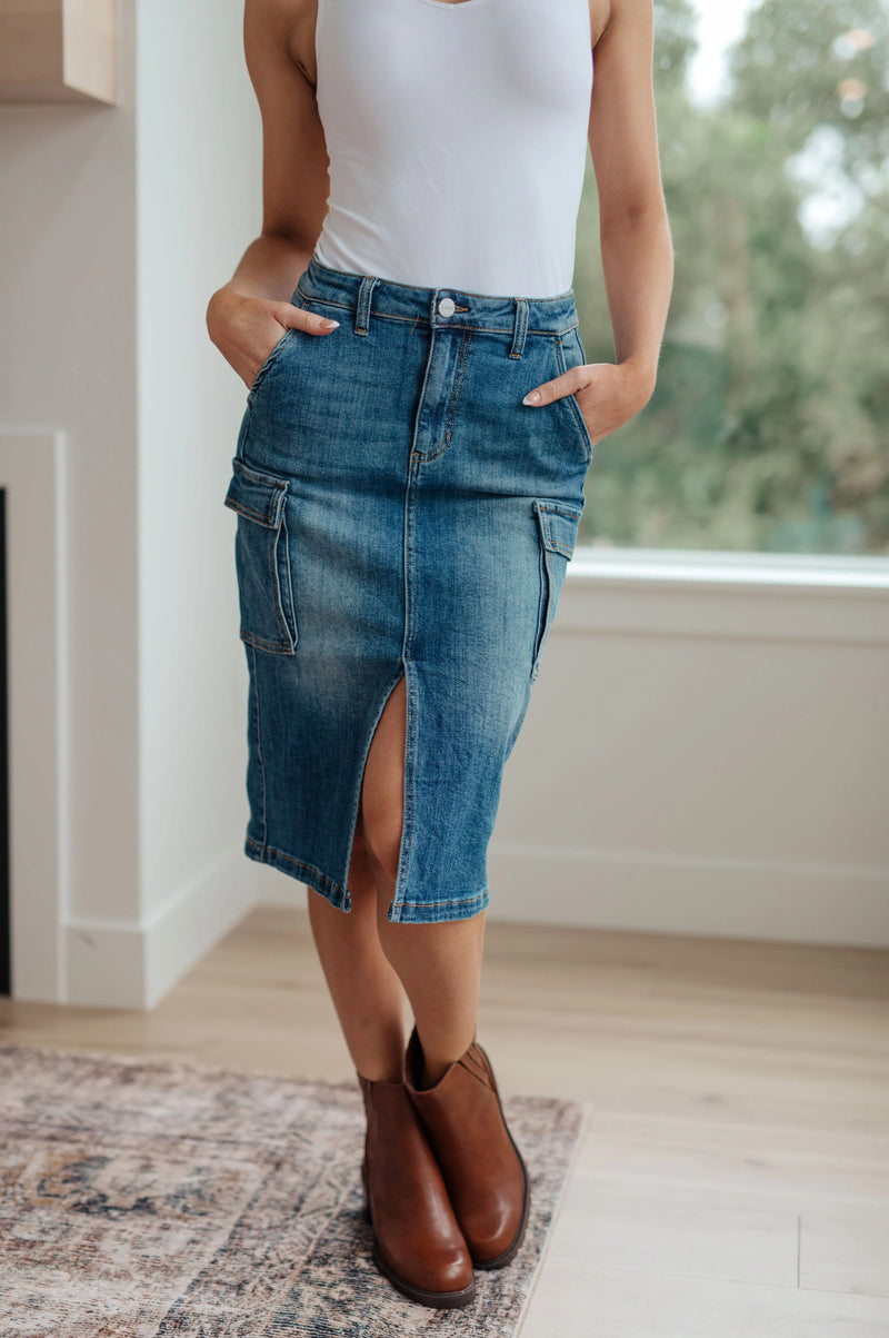 Always Be There Cargo Denim Skirt - Kayes Boutique