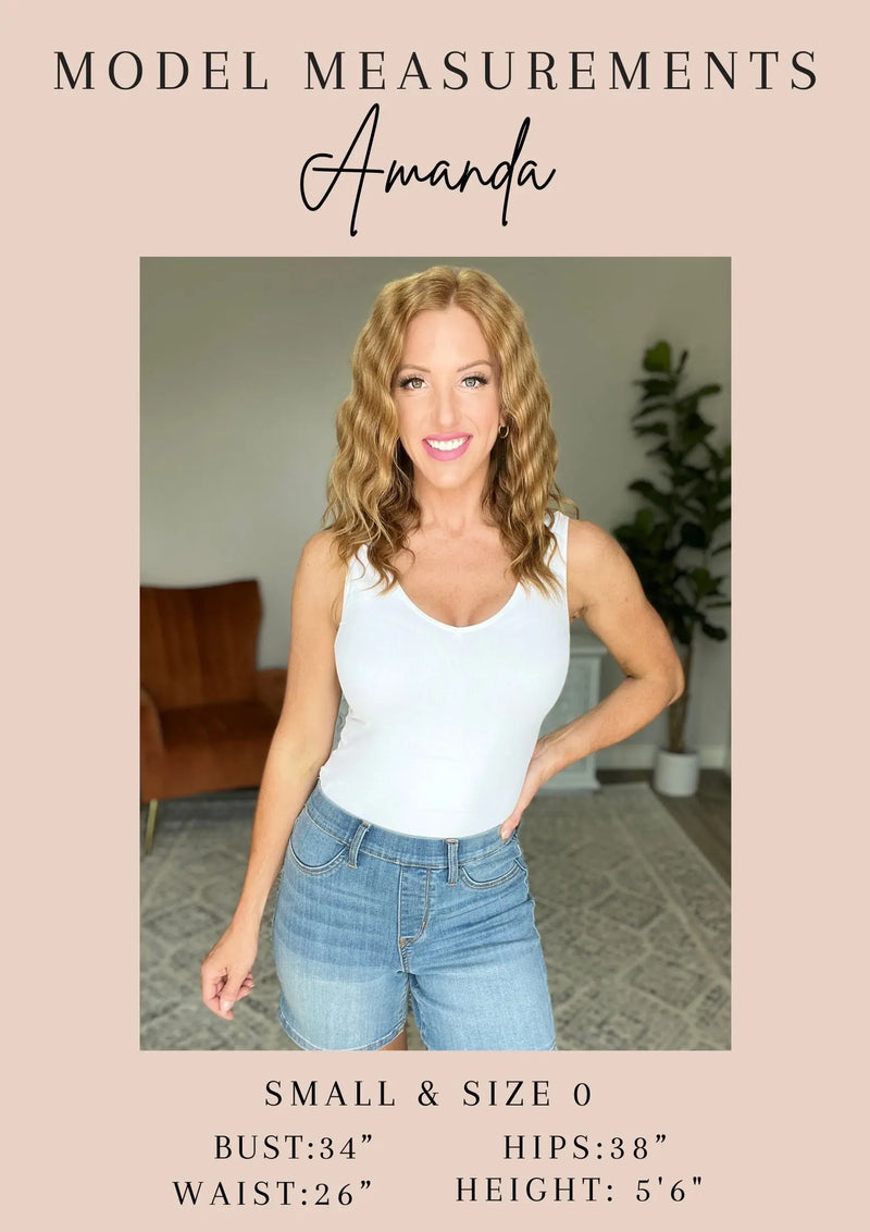 Kaye's boutique Emily High Rise Cool Denim Pull On Capri Jeans