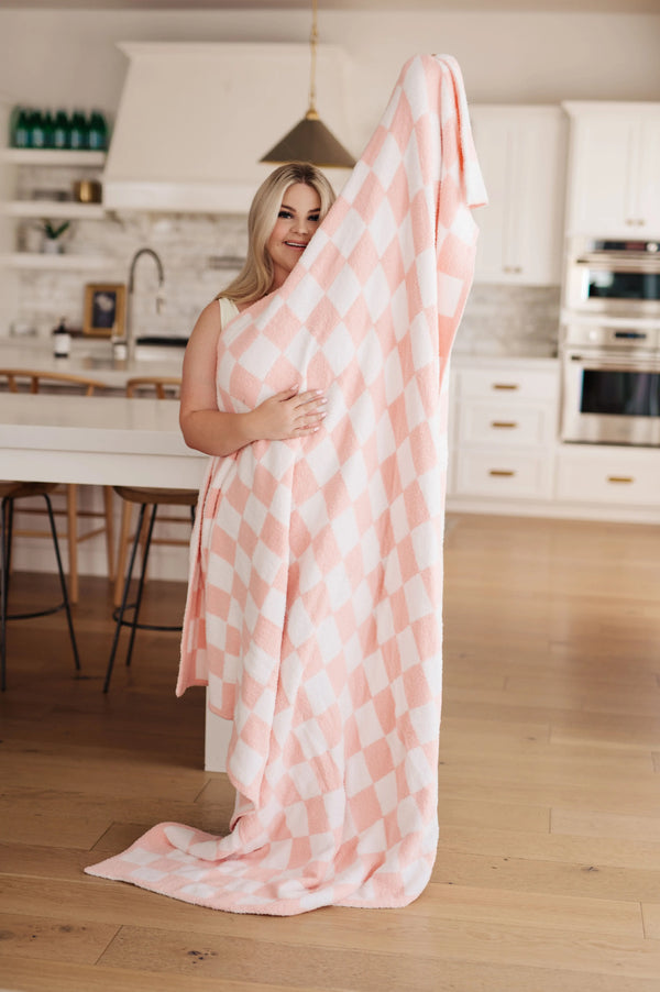 Penny Blanket Single Cuddle Size in Pink Check - Kayes Boutique
