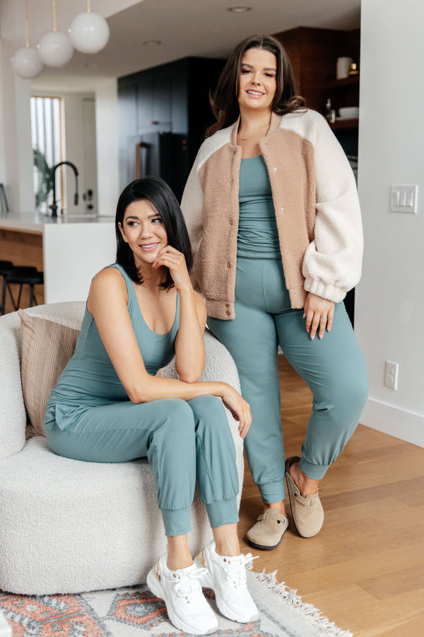 Kaye's boutique Always Accelerating Joggers in Tidewater Teal