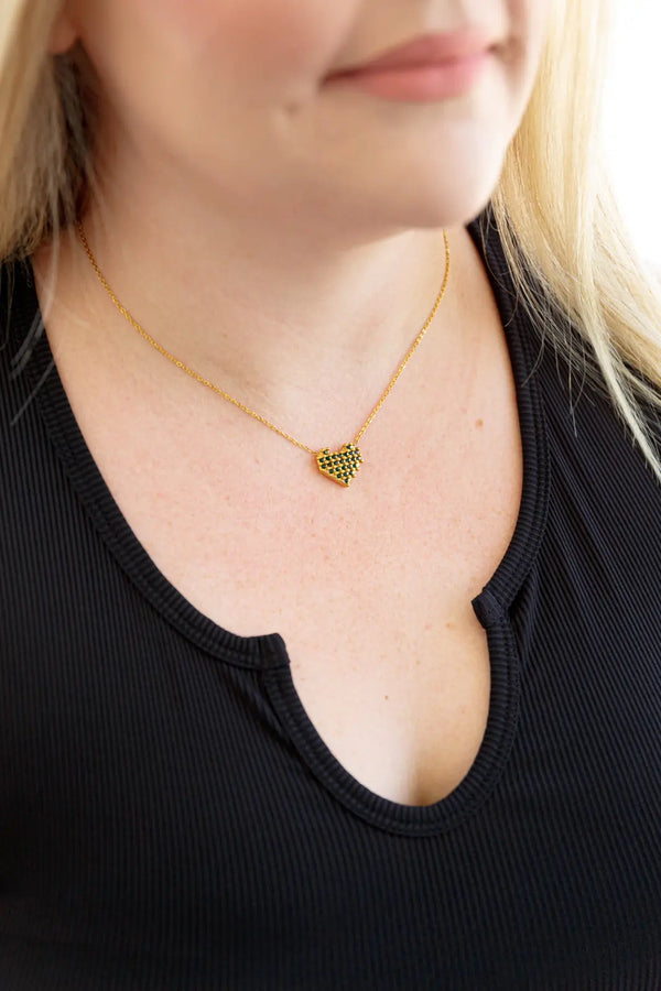 Checkered Heart Necklace - Kayes Boutique