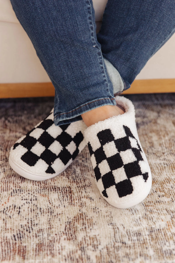 Checked Out Slippers in Black - Kayes Boutique