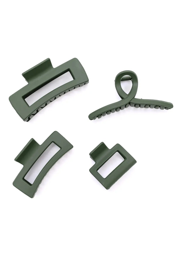 Claw Clip Set of 4 in Forest Green - Kayes Boutique