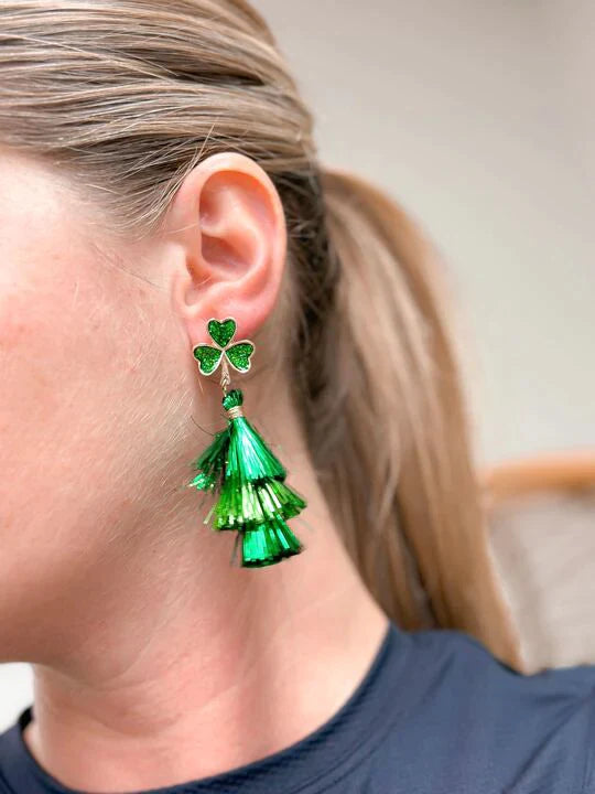 PREORDER: Clover Tinsel Fringe Dangle Earrings - Kayes Boutique