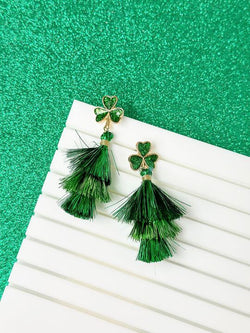 PREORDER: Clover Tinsel Fringe Dangle Earrings - Kayes Boutique