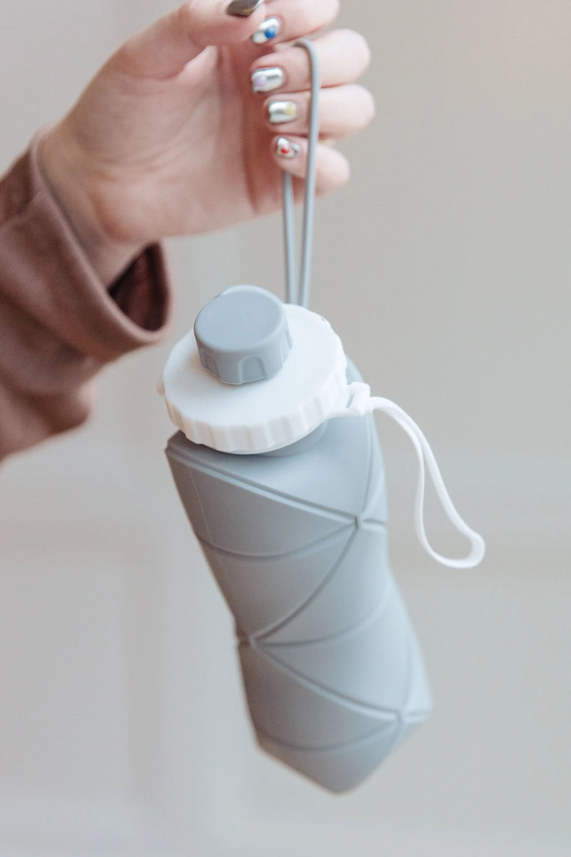 Collapsing Silicone Water Bottle in Diamond Gray - Kayes Boutique