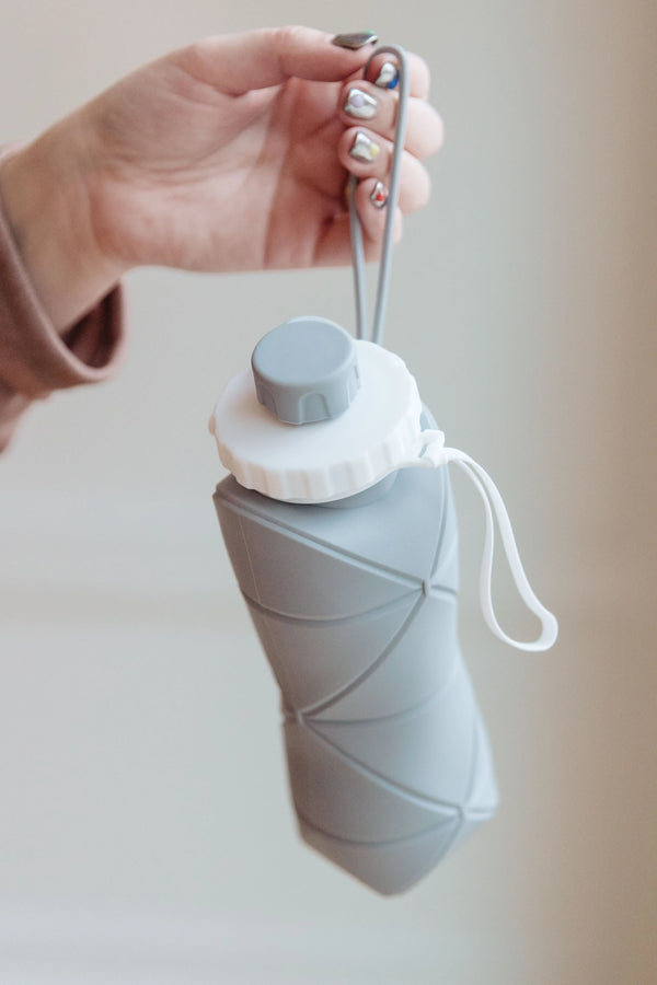 Collapsing Silicone Water Bottle in Diamond Gray - Kayes Boutique