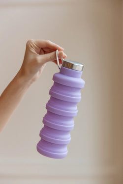 Collapsing Silicone Water Bottle in Purple - Kayes Boutique