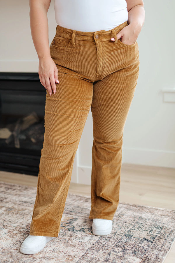 Cordelia Bootcut Corduroy Pants in Camel - Kayes Boutique