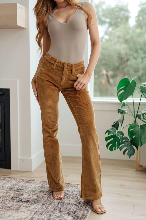 Cordelia Bootcut Corduroy Pants in Camel - Kayes Boutique