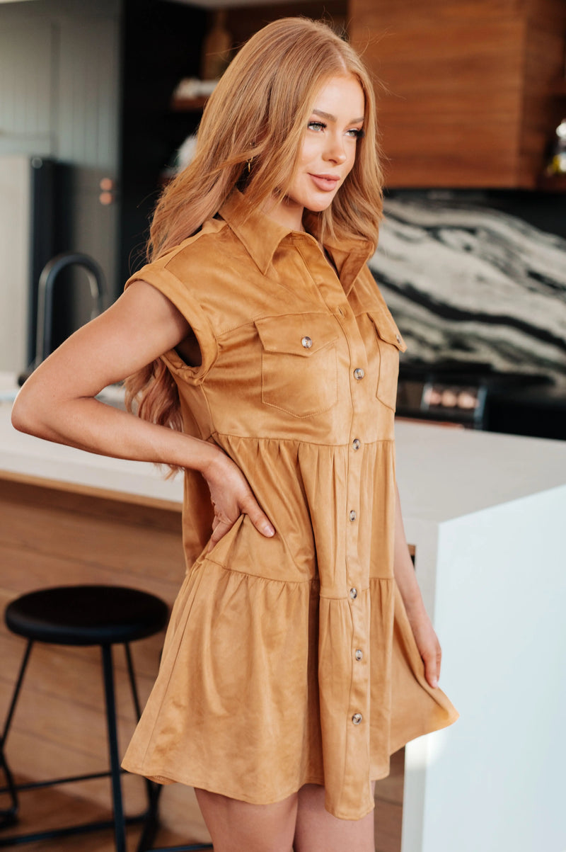Don't Hang Up Faux Suede Shirt Dress - Kayes Boutique