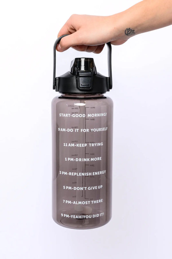 Elevated Water Tracking Bottle in Black - Kayes Boutique