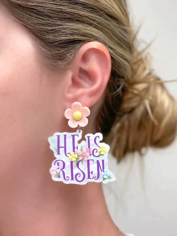 PREORDER: He Is Risen Acrylic Dangle Earrings - Kayes Boutique