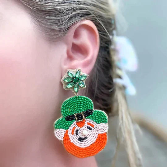 PREORDER: Lucky Leprechaun Beaded Dangle Earrings - Kayes Boutique