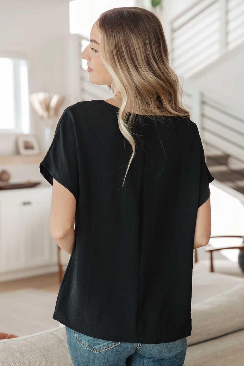 Frequently Asked Questions V-Neck Top in Black - Kayes Boutique