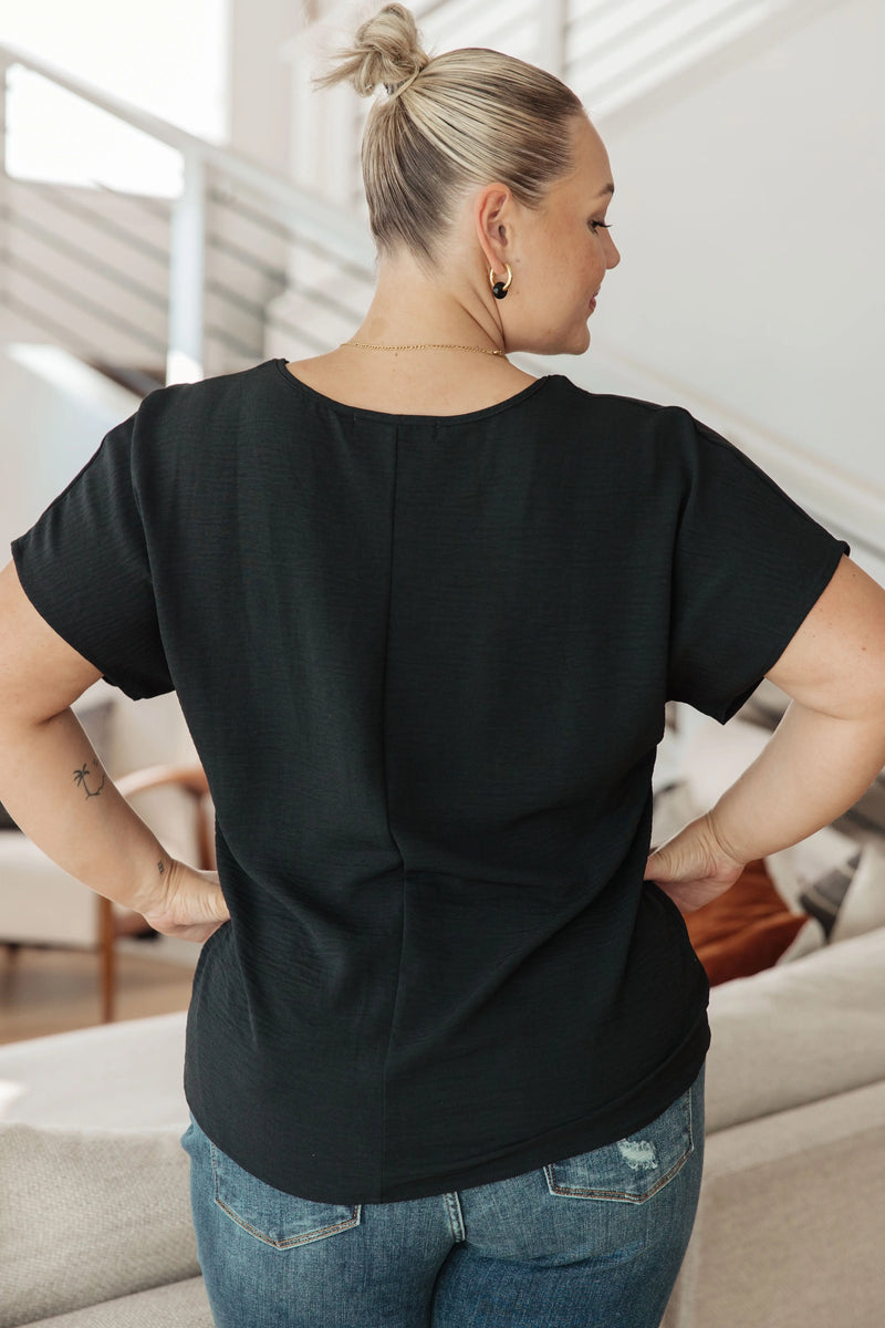 Frequently Asked Questions V-Neck Top in Black - Kayes Boutique